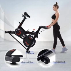 Indoor Cycling Fiets Met Magnetische Weerstand - Stationaire Cardiogym Hometrainer - 6 Kg Vliegwiel En Verstelbaar Comfortabel Zitje - Zwart En Rood -Merkloos Winkel 1200x1200 4780