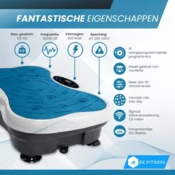 BX Fitness® - Trilplaat Fitness Body Blauw - Incl Weerstandsbanden & Voedingsgids - Sport Trilplaat - Powerplate Voor Cardiotrainingen - Trainingsapparatuur Voor Krachttraining - Ontvang NU Met Duidelijke Handleiding Met Oefeningen + Recepten! -Merkloos Winkel 1200x1200 4801