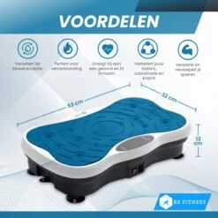 BX Fitness® - Trilplaat Fitness Body Blauw - Incl Weerstandsbanden & Voedingsgids - Sport Trilplaat - Powerplate Voor Cardiotrainingen - Trainingsapparatuur Voor Krachttraining - Ontvang NU Met Duidelijke Handleiding Met Oefeningen + Recepten! -Merkloos Winkel 1200x1200 4802