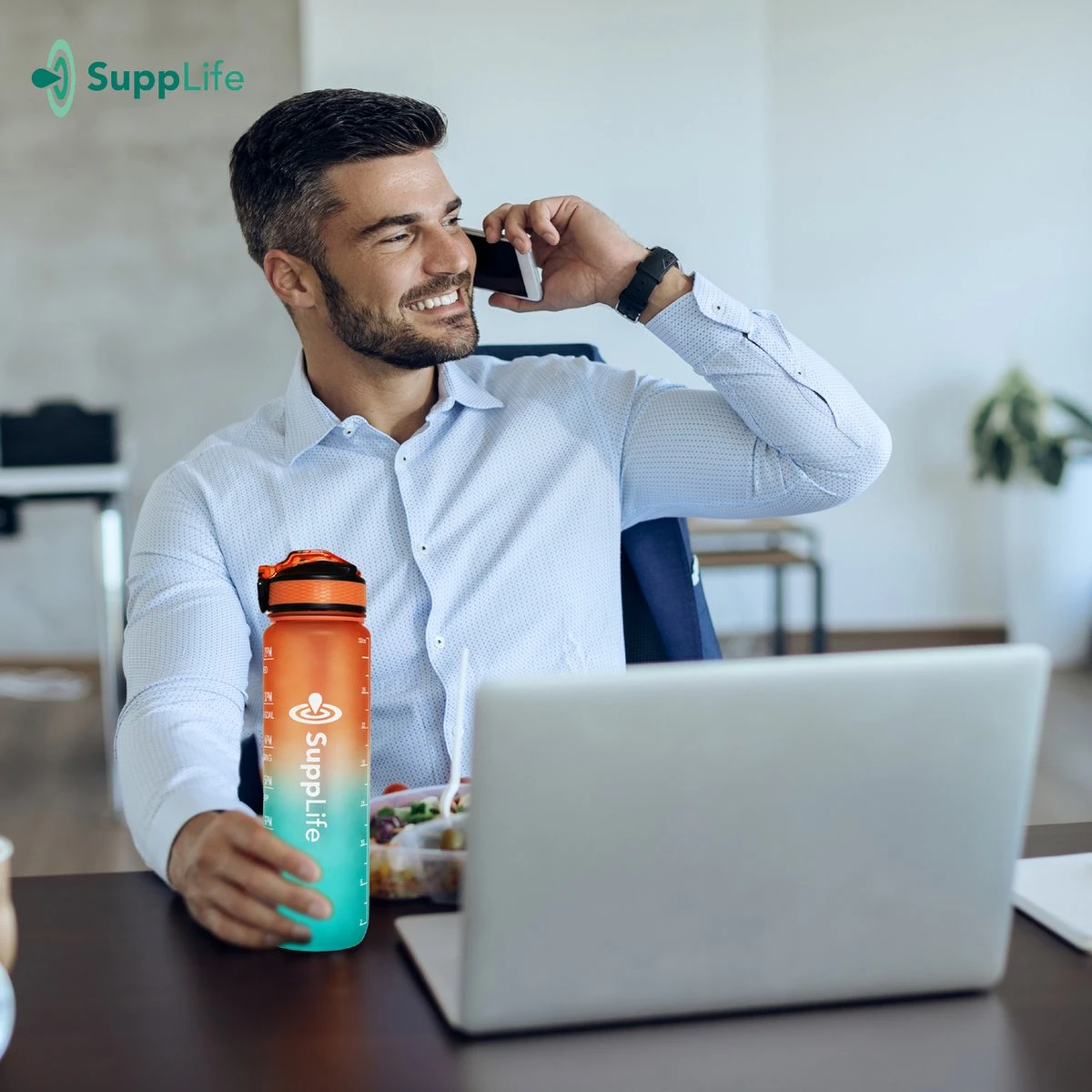 Supplife Bidon - 1 Liter - Met Rietje - BPA Vrij - Oranje Cyaan - Inclusief Schoonmaakborstel 11 Supplife Bidon - 1 Liter - Met Rietje - BPA Vrij - Oranje Cyaan - Inclusief Schoonmaakborstel - Afbeelding 9