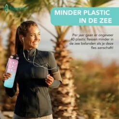 Supplife Bidon - 1 Liter - Met Rietje - BPA Vrij - Pink Aqua- Inclusief Schoonmaakborstel -Merkloos Winkel 1200x1200 490