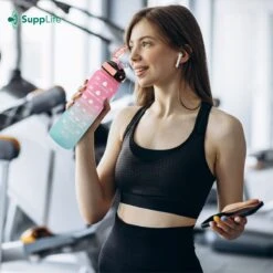 Supplife Bidon - 1 Liter - Met Rietje - BPA Vrij - Pink Aqua- Inclusief Schoonmaakborstel -Merkloos Winkel 1200x1200 492