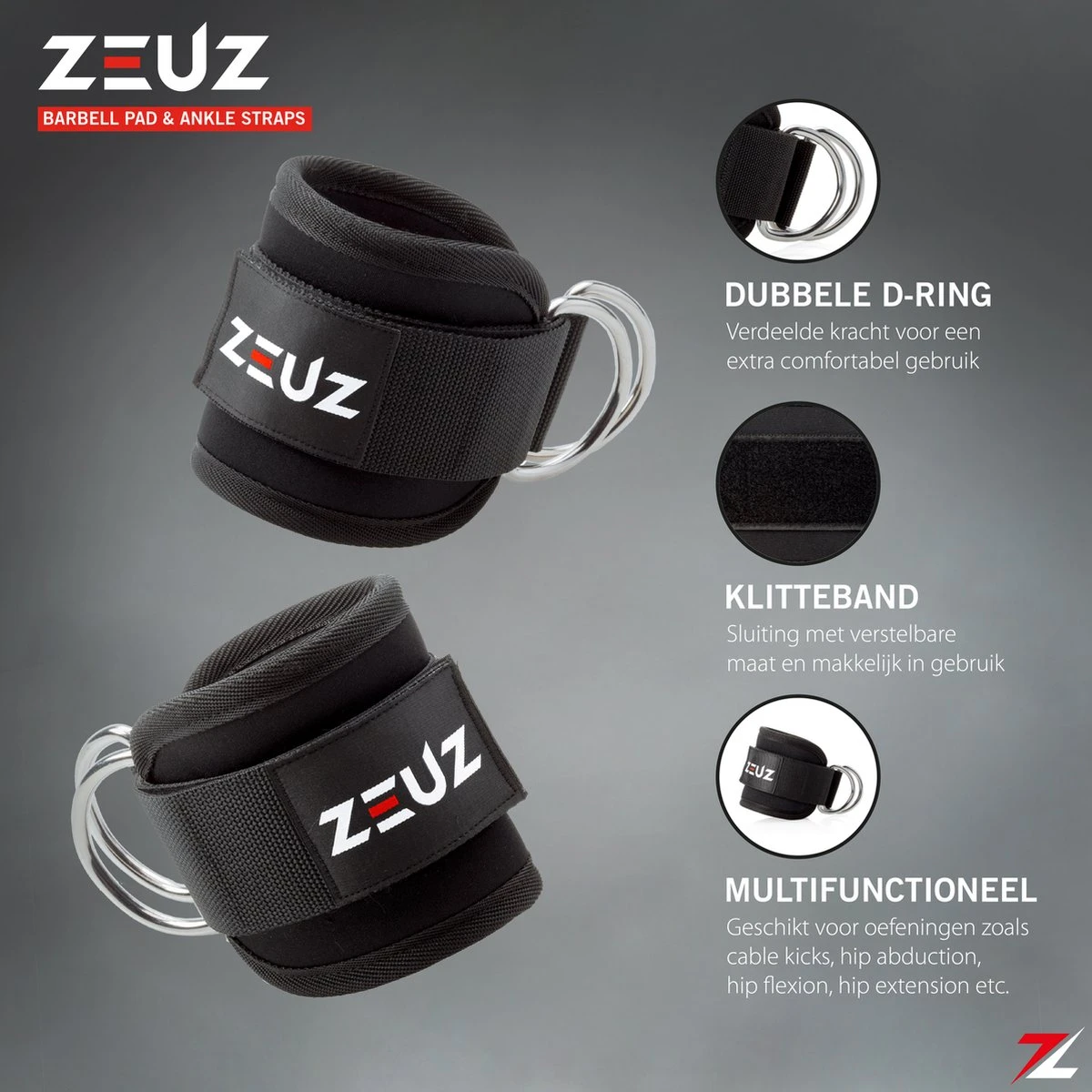 ZEUZ® Barbell Pad & 2 Stuks Enkelband Straps Fitness Set – Ankle Cuff Strap & Nekbeschermer – Zwart 6 ZEUZ® Barbell Pad & 2 Stuks Enkelband Straps Fitness Set – Ankle Cuff Strap & Nekbeschermer – Zwart - Afbeelding 4