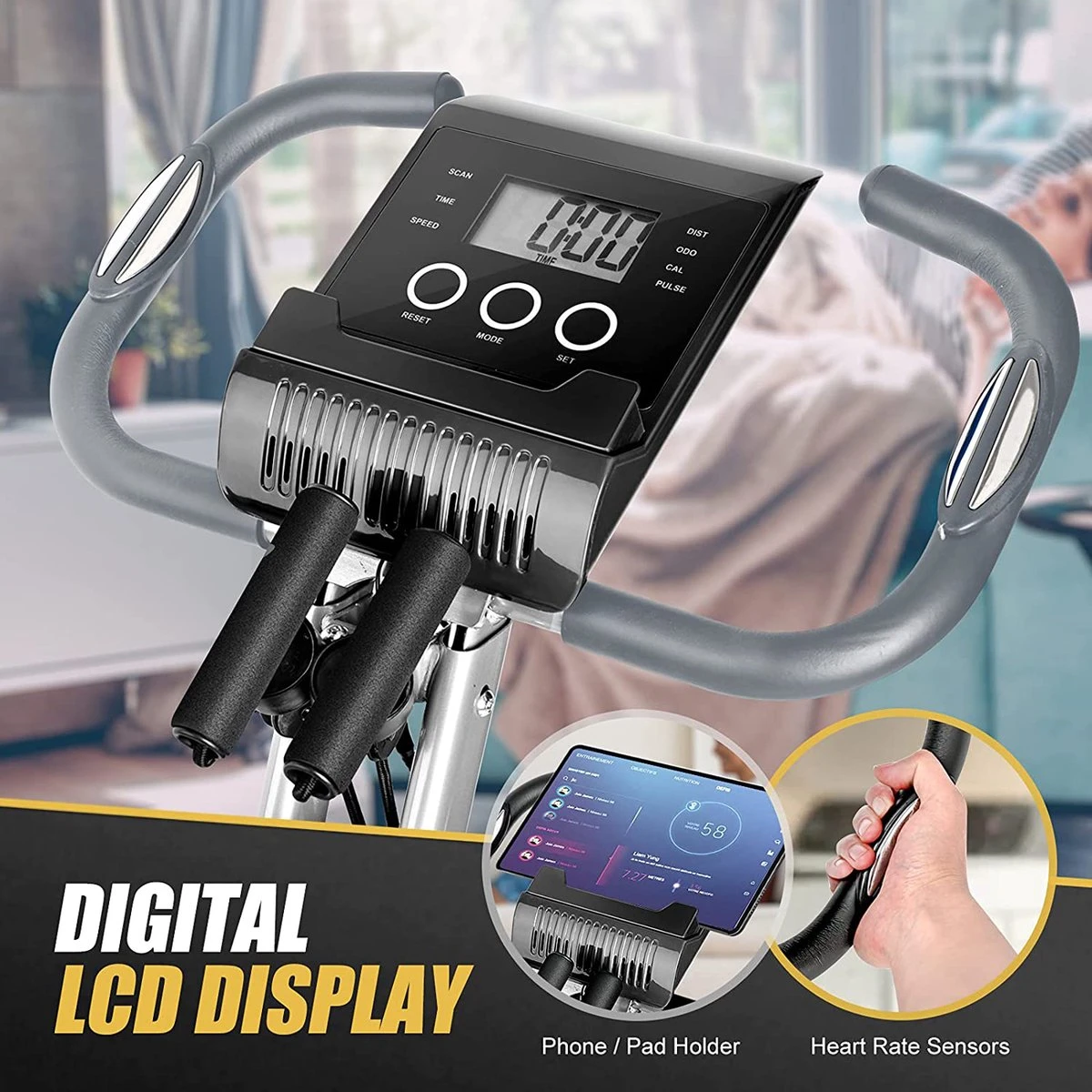 FOXSPORT X-Bike Hometrainer - Fitness Fiets Opvouwbaar - 8 Weerstandsniveaus - Ergometer - Polssensor - Trainingscomputer - Inklapbaar - 8 Standen - Max. 136 Kg 9 FOXSPORT X-Bike Hometrainer - Fitness Fiets Opvouwbaar - 8 Weerstandsniveaus - Ergometer - Polssensor - Trainingscomputer - Inklapbaar - 8 Standen - Max. 136 Kg - Afbeelding 7