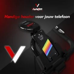 Venom Sports Hometrainer Fiets – Fitness Fiets – Professionele Indoor Cycle Met Lage Instap – Hometrainer Fitness – Hoge Stabiliteit – Spinningfiets – Cardio Bike – LCD Scherm – Verstelbaar – V-belt Aandrijving – Tot 175cm En 150kg – Zwart/Rood -Merkloos Winkel 1200x1200 5048