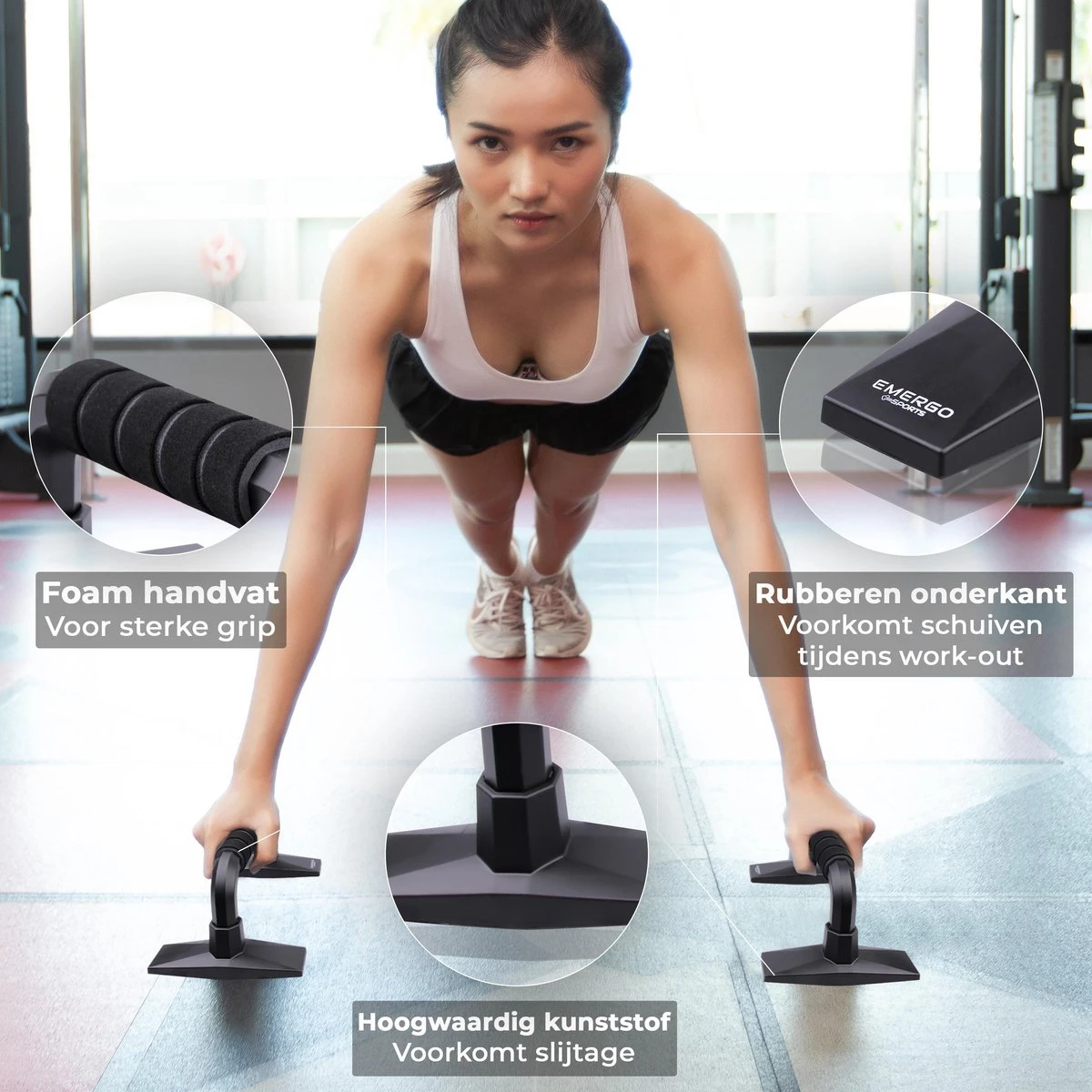 EMERGO Sports Push Up Grips / Bars - Opdruksteunen - Foam Handvatten - Antislip - Zwart 12 EMERGO Sports Push Up Grips / Bars - Opdruksteunen - Foam Handvatten - Antislip - Zwart - Afbeelding 10