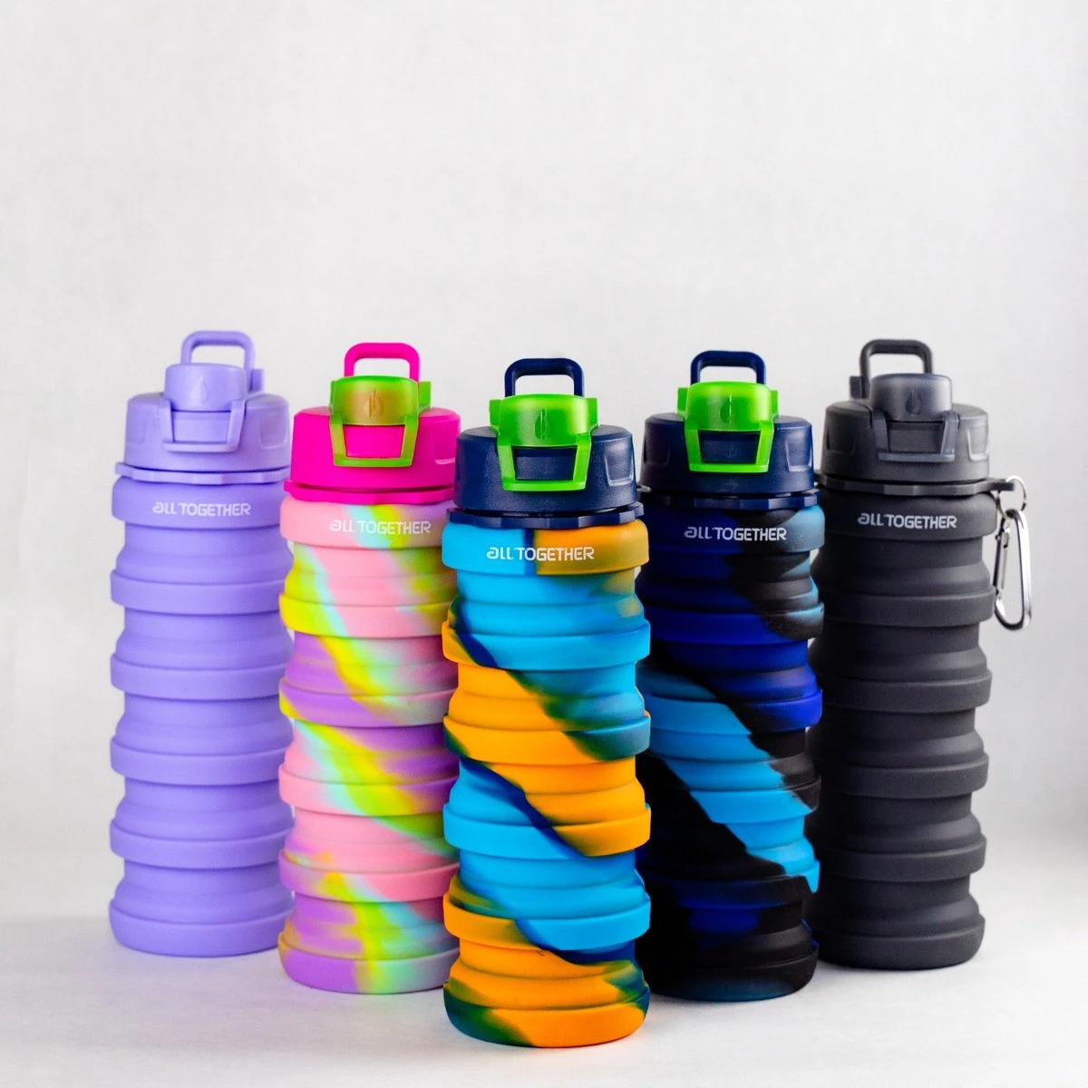 All Together Drinkfles - Opvouwbare Bidon - 500ml - Silicone - Blauw Zwart 11 All Together Drinkfles - Opvouwbare Bidon - 500ml - Silicone - Blauw Zwart - Afbeelding 9