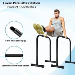 Luxari - Verstelbare Parallettes Pro - 80-90 Cm Hoogte - Anti-slip - Dip Bar - Dip Station - Krachtstation - Zwart 13 Luxari - Verstelbare Parallettes Pro - 80-90 Cm Hoogte - Anti-slip - Dip Bar - Dip Station - Krachtstation - Zwart -Merkloos Winkel 1200x1200 5169