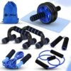 MyFitness Fitness Set 6 In 1 - Opdruksteunen - Push Up Bars - Ab Roller - Springtouw - Weerstandsbanden - Yoga Mat - Thuis Fitness - Blauw -Merkloos Winkel 1200x1200 5178