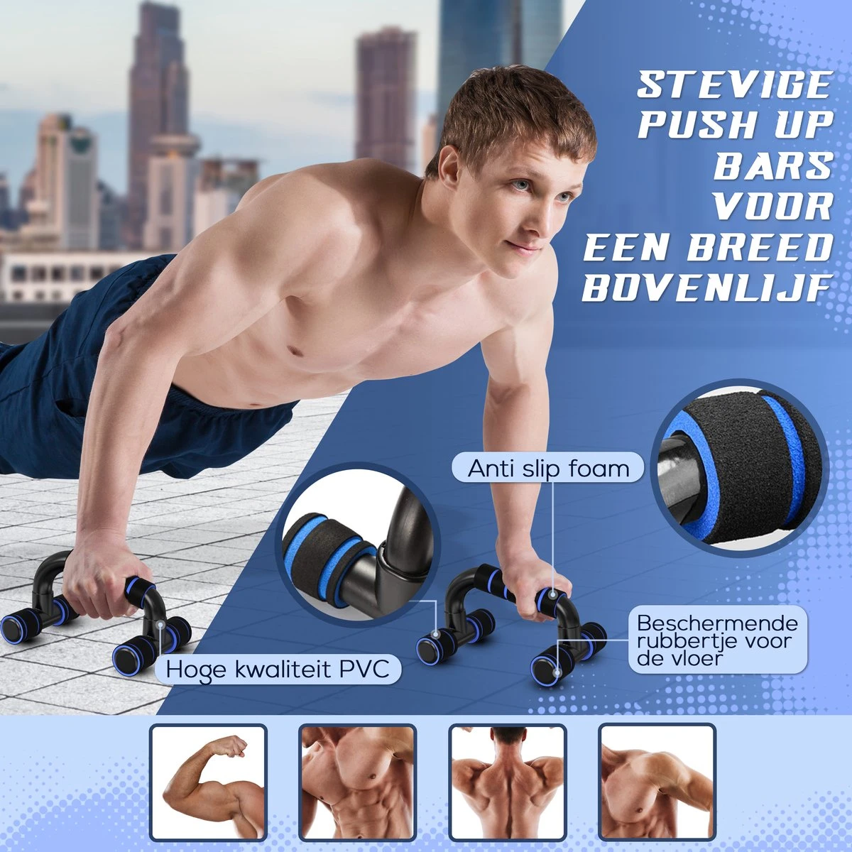 MyFitness Fitness Set 6 In 1 - Opdruksteunen - Push Up Bars - Ab Roller - Springtouw - Weerstandsbanden - Yoga Mat - Thuis Fitness - Blauw 7 MyFitness Fitness Set 6 In 1 - Opdruksteunen - Push Up Bars - Ab Roller - Springtouw - Weerstandsbanden - Yoga Mat - Thuis Fitness - Blauw - Afbeelding 5