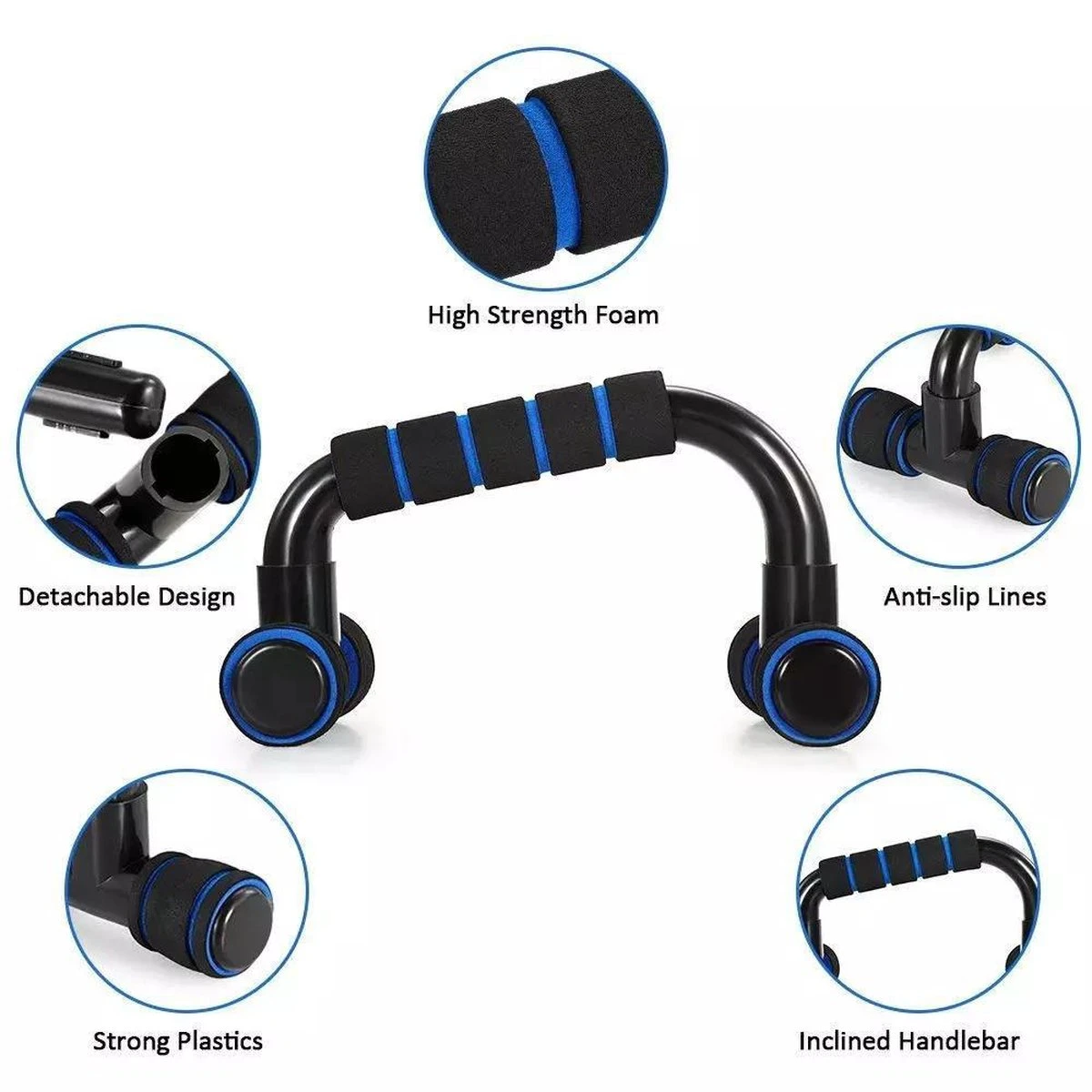 Opdruksteunen - Push Up Bars - Push Up Grips - Blauw 4 Opdruksteunen - Push Up Bars - Push Up Grips - Blauw - Afbeelding 2