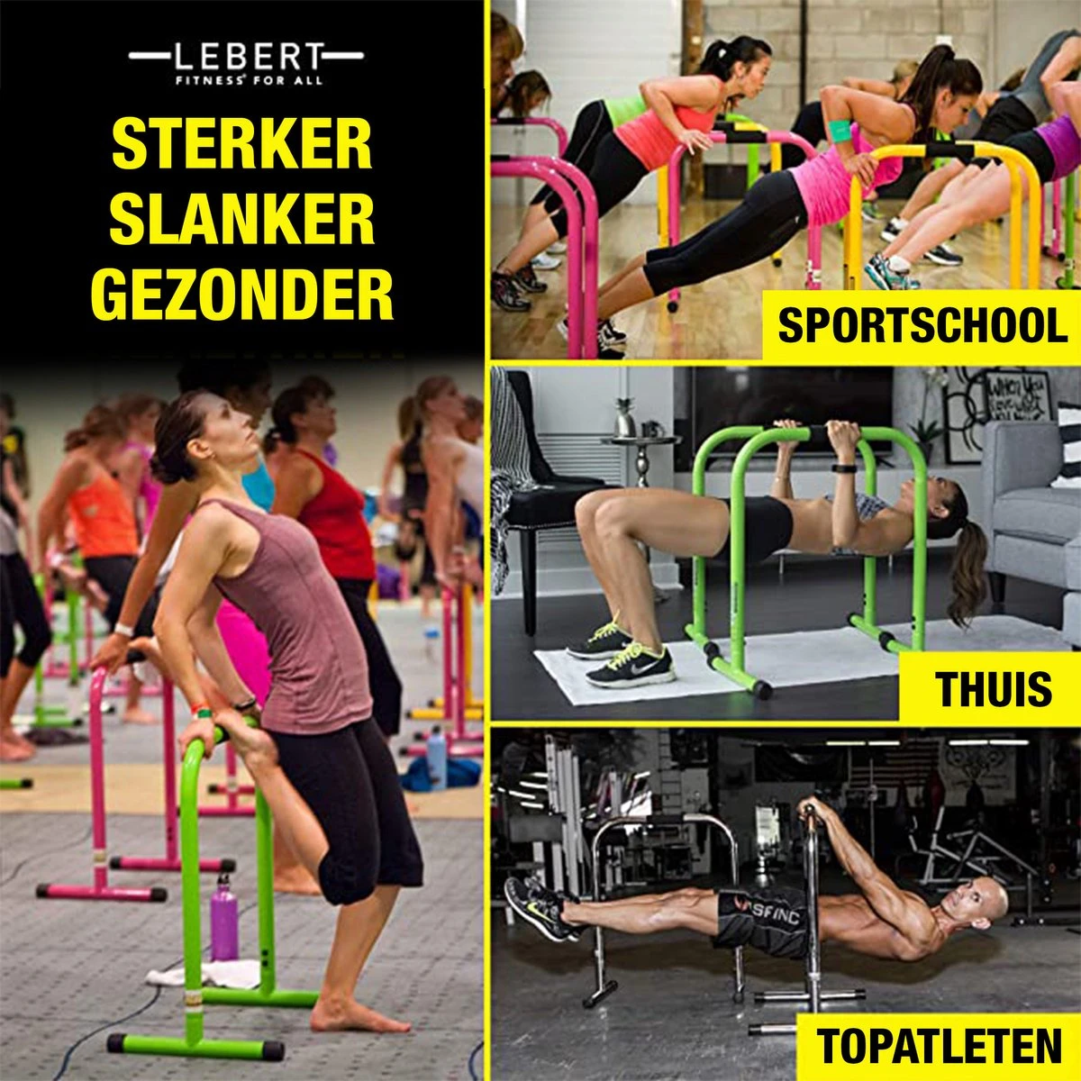 Lebert Equalizer XXL Dip Bars Mat Zwart - Dip Station - Pull Up Bar - Push Up Bars - Calisthenics - Krachttraining Voor Het Gehele Lichaam 7 Lebert Equalizer XXL Dip Bars Mat Zwart - Dip Station - Pull Up Bar - Push Up Bars - Calisthenics - Krachttraining Voor Het Gehele Lichaam - Afbeelding 5