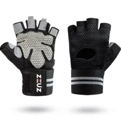 ZEUZ® Sport & Fitness Handschoenen Heren & Dames – Krachttraining – Crossfit – Grijs & Zwart – Maat L