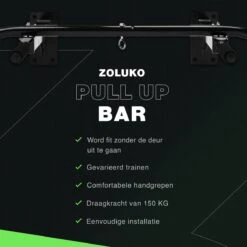 Zoluko Professionele Pull Up Bar Wandmontage - Incl. Weerstandsband Medium En E-book - 150kg Draagkracht - Eenvoudige Bevestiging - Optrekstang Fitness - Pull Up Station Voor Thuis Sporten - Chin Up Bar - Zwart -Merkloos Winkel 1200x1200 5414