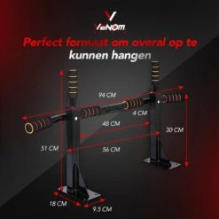 Venom Sports Pull Up Bar – Professionele Optrekstang Voor Thuis – Pull Up Bar Muurmontage – Met Antislip Handvaten – Zwart -Merkloos Winkel 1200x1200 5437