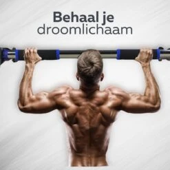 Pull Up Bar Incl. Handschoenen - Verstelbaar In Lengte 72-100cm - Optrekstang Deur - 200kg Belastbaar - Optrekstang Fitness - Blauw -Merkloos Winkel 1200x1200 5473