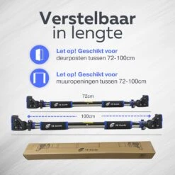 Pull Up Bar Incl. Handschoenen - Verstelbaar In Lengte 72-100cm - Optrekstang Deur - 200kg Belastbaar - Optrekstang Fitness - Blauw -Merkloos Winkel 1200x1200 5474