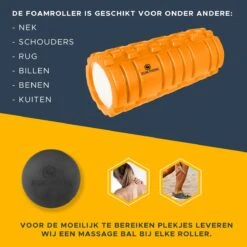 RP® Foam Roller Inclusief Massage Bal Workout EBook, Tas & Poster - Foamroller Massage Roller & Massagebal - Triggerpoint Bal -Merkloos Winkel 1200x1200 550