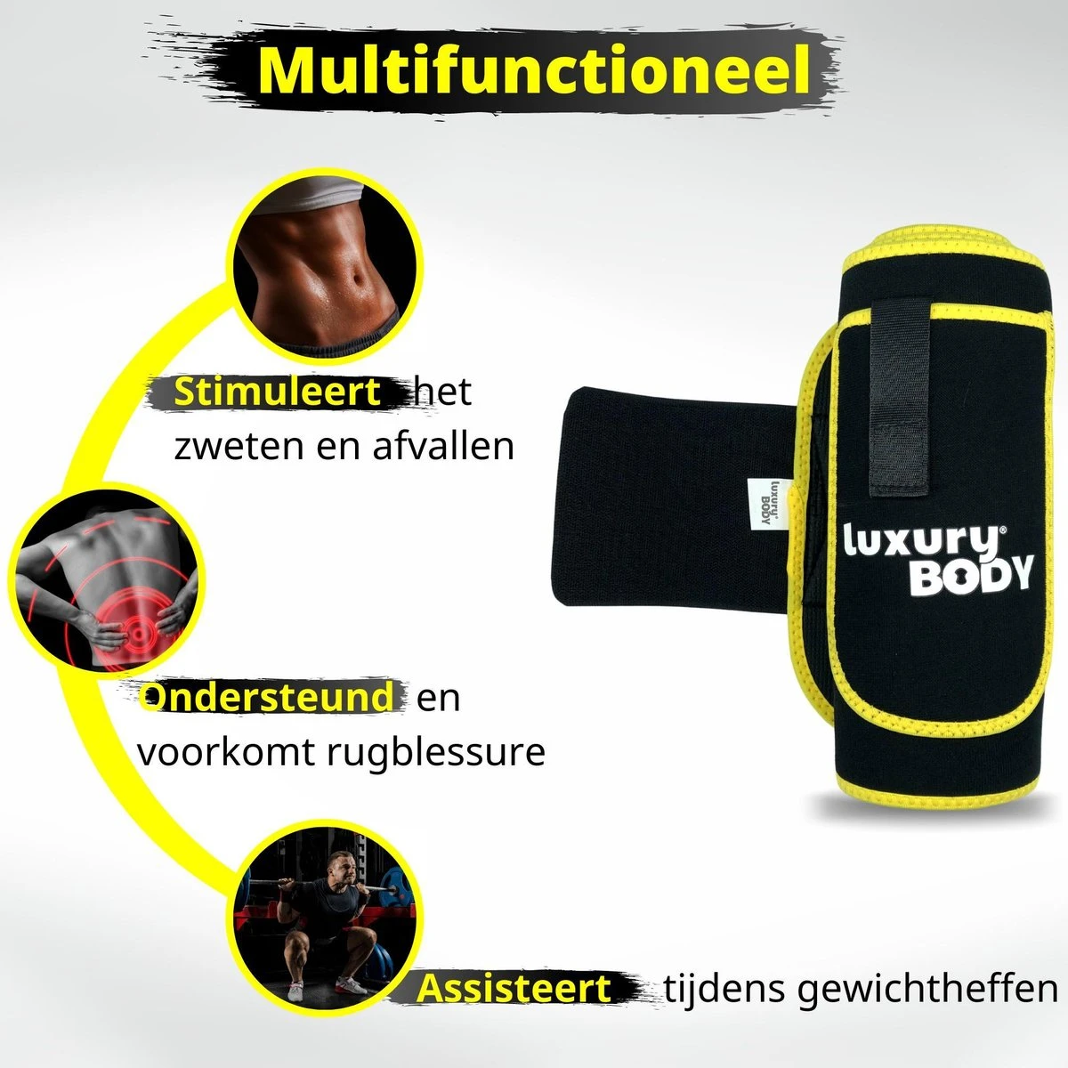 LuxuryBody® Zweetband Buik - Waist Trainer Met Zak Man/Vrouw - Afslankband - Sauna Belt - Sauna Band - Waist Shaper - Afslankgordel - One Size – Geel 14 LuxuryBody® Zweetband Buik - Waist Trainer Met Zak Man/Vrouw - Afslankband - Sauna Belt - Sauna Band - Waist Shaper - Afslankgordel - One Size – Geel - Afbeelding 12