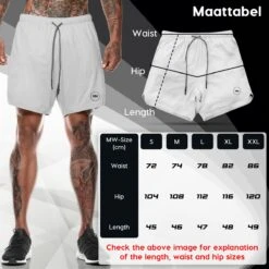 MW® Sportbroek Heren - Fitnessbroek - Sportkleding - 2 In 1 Shorts - Hardloopbroek (Grijs - XL) -Merkloos Winkel 1200x1200 5554