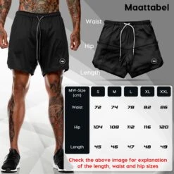 MW® Sportbroek Heren - Fitnessbroek - Sportkleding - 2 In 1 Shorts - Hardloopbroek (Zwart - XL) -Merkloos Winkel 1200x1200 5600