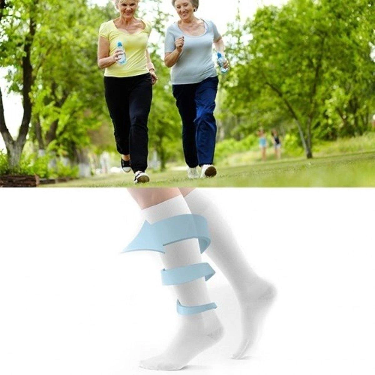 Duopack Compressiekousen / Steunkousen - Elastische Hardloop / Sport / Vliegtuig Compressie Sokken - Running Travel Sock - Reissokken / Reis Kousen - Heren/Dames 2 Paar - Maat 36-40 - Wit 5 Duopack Compressiekousen / Steunkousen - Elastische Hardloop / Sport / Vliegtuig Compressie Sokken - Running Travel Sock - Reissokken / Reis Kousen - Heren/Dames 2 Paar - Maat 36-40 - Wit - Afbeelding 3