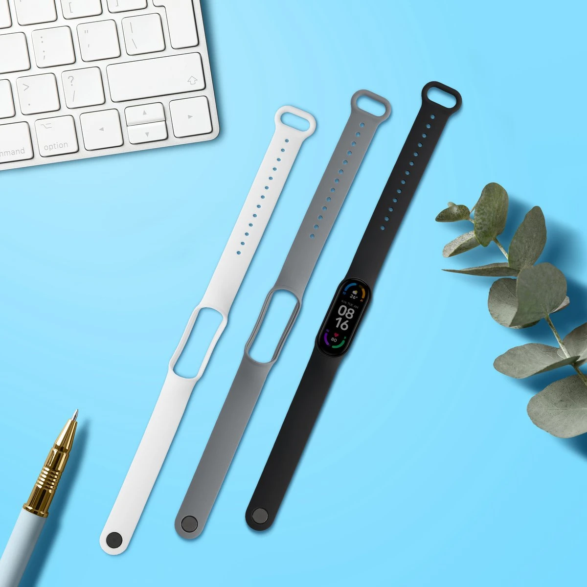 Kwmobile Horlogeband Voor Xiaomi Mi Smart Band 6 / Mi Band 6 / Band 5 - 3x Siliconen Bandje In Zwart / Donkergrijs / Wit - Voor Fitnesstracker 7 Kwmobile Horlogeband Voor Xiaomi Mi Smart Band 6 / Mi Band 6 / Band 5 - 3x Siliconen Bandje In Zwart / Donkergrijs / Wit - Voor Fitnesstracker - Afbeelding 5