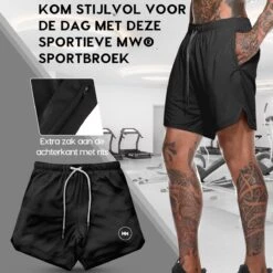 MW® Sportbroek Heren - Fitnessbroek - Sportkleding - 2 In 1 Shorts - Hardloopbroek (Zwart - L) -Merkloos Winkel 1200x1200 5767