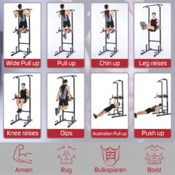 Pull Up Station - Train Diverse Spiergroepen Thuis Met Een Krachtstation - Power Tower - Pull Up Rack - Pull Up Bar - Zwart -Merkloos Winkel 1200x1200 5799