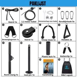 W&Z® Home Fitness Kabelsysteem 19-delig Set -Krachtstation Thuis Sporten Met Triceps Touw - Krachttraining - Lat Pulley -Merkloos Winkel 1200x1200 5848