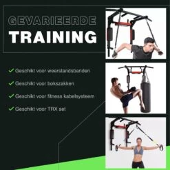 Zoluko Professionele Dip & Pull Up Bar Wandmontage - 200kg Draagkracht - Dip Station - Incl. E-book - Eenvoudige Bevestiging - 2 In 1 Pull Up Station En Dip Station Voor Thuis Sporten - Optrekstang Fitness - Dip Bars - Chin Up Bar - Zwart/Rood -Merkloos Winkel 1200x1200 5885