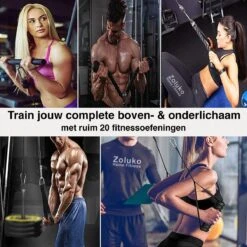 Zoluko Home Fitness Kabelsysteem 14-delig Set - Krachtstation Voor Thuis Sporten - Incl. E-book - Incl. Triceps Touw, Biceps Stang En Handgrepen - 100kg Draagkracht - Eenvoudige Bevestiging - Krachttraining - Lat Pulley - Home Gym - Zwart/Zilver -Merkloos Winkel 1200x1200 5901