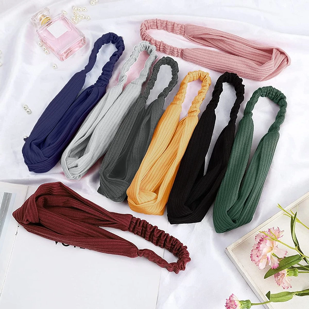 BOTC Haarband - Set Van 8 Stuks Haarbanden - Knoop Cross Knitted Haarbanden - 8 Kleuren Mixen - Elastisch Antislip 4 BOTC Haarband - Set Van 8 Stuks Haarbanden - Knoop Cross Knitted Haarbanden - 8 Kleuren Mixen - Elastisch Antislip - Afbeelding 2