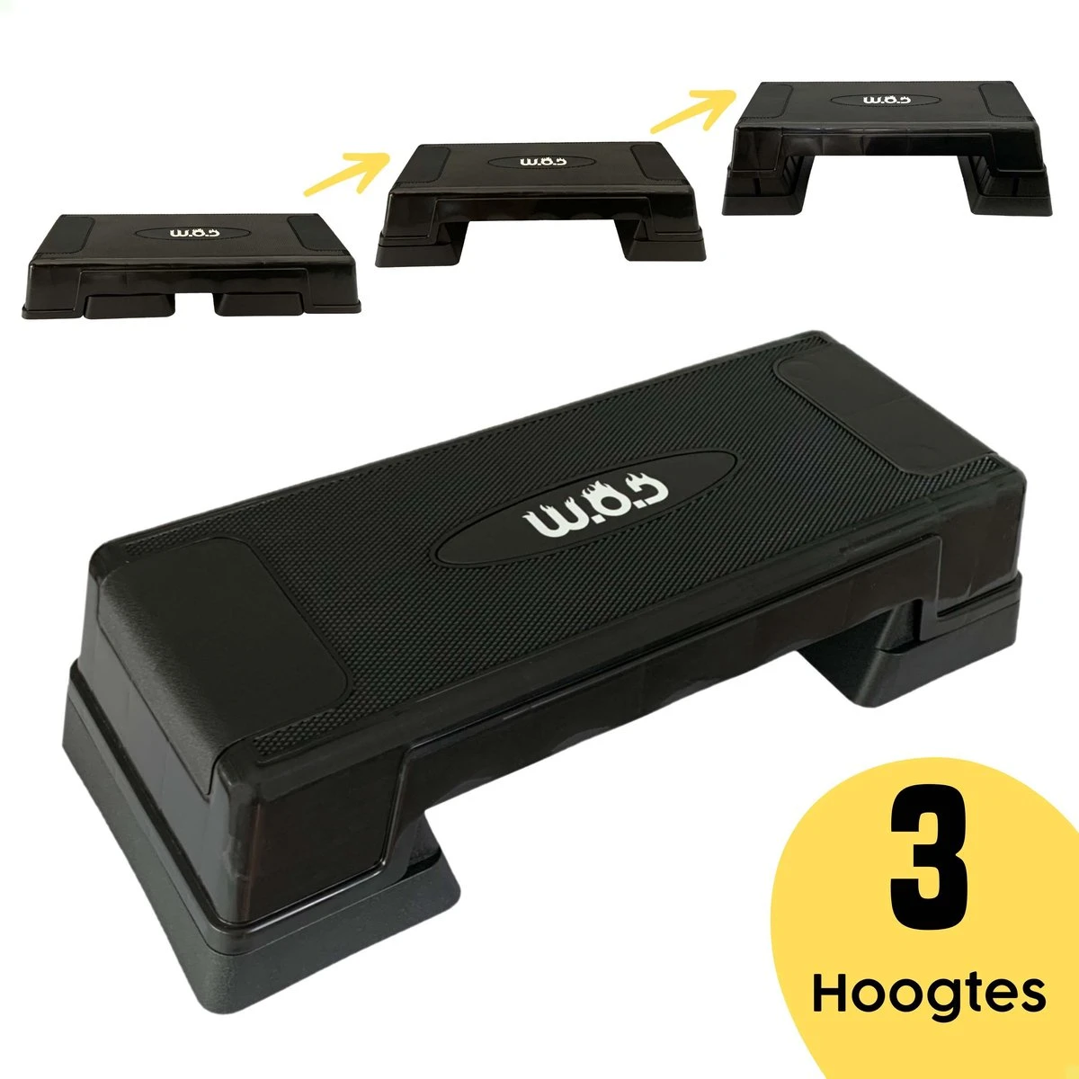 W.O.D Fitness Step Pro - Aerobic Step Bankje - Antislip Oppervlak - Verstelbaar In 3 Hoogtes - Zwart 3 W.O.D Fitness Step Pro - Aerobic Step Bankje - Antislip Oppervlak - Verstelbaar In 3 Hoogtes - Zwart