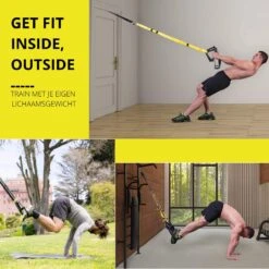 W&Z® TRX Suspension Trainer Pro - Thuis Sporten - Complete TRX Training Set - Zwart/Geel - Plafond Anker - X-mount -Merkloos Winkel 1200x1200 6313