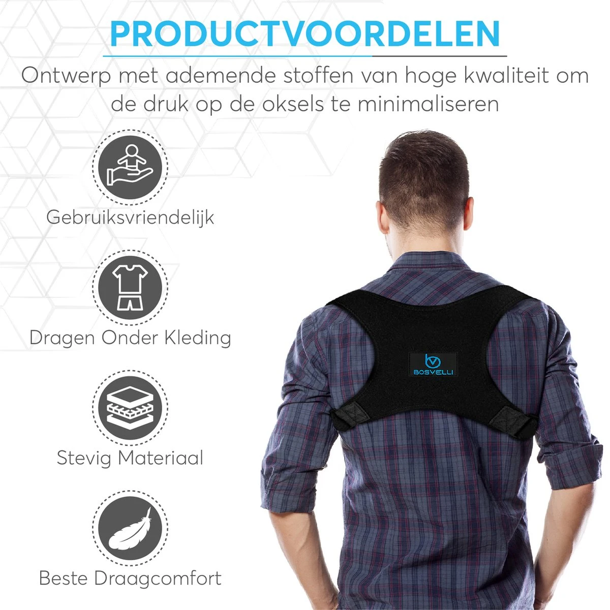 Bosvelli A400 Postuur Corrector Met Okselpads - One Size - Houding Correctie - Rug Brace 9 Bosvelli A400 Postuur Corrector Met Okselpads - One Size - Houding Correctie - Rug Brace - Afbeelding 7