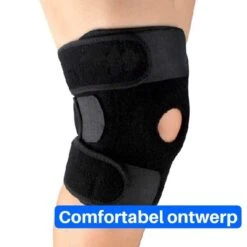 Kniebrace - Open Patella Knie Brace - Verstelbaar Compressie Bandage - Ondersteuning - Sport Band Strap - Beugel - Sleeve - Elastisch Neopreen - Dames En Heren - One Size Fits All - Zwart -Merkloos Winkel 1200x1200 6468