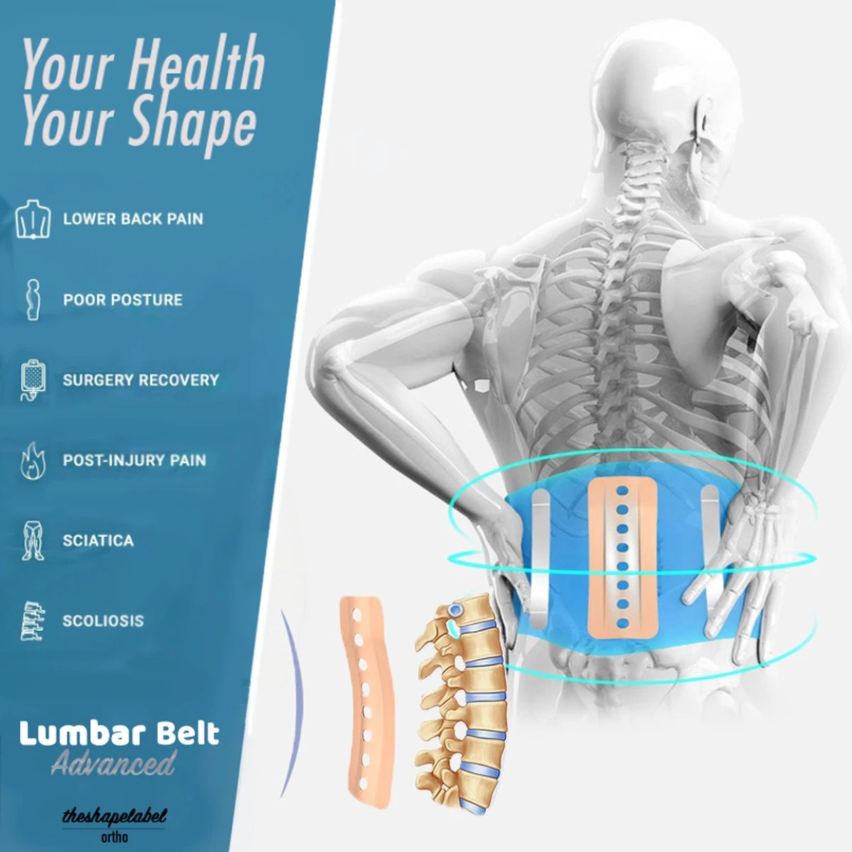 The Shape Label™ - Lumbar Belt Advanced™ Rugbrace - Medische Rugband Voor De Onderrug & Rugpijn 4 The Shape Label™ - Lumbar Belt Advanced™ Rugbrace - Medische Rugband Voor De Onderrug & Rugpijn - Afbeelding 2