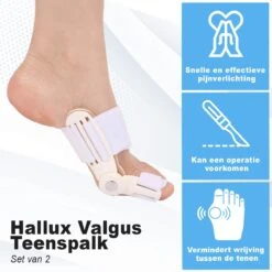 Revasupply™ - Hallux Valgus Teenspalk - 2 Stuks - Teenbrace - Hallux Valgus - Teen Corrector - Grote Teen - Teenspreider