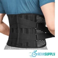 Revasupply™ - Onderrug Brace - Maat L - Rugbrace Voor Lage Rugpijn - Rugcorrector - Rugband - Rugsteun - Zwart - 75-95 Cm Heupomvang