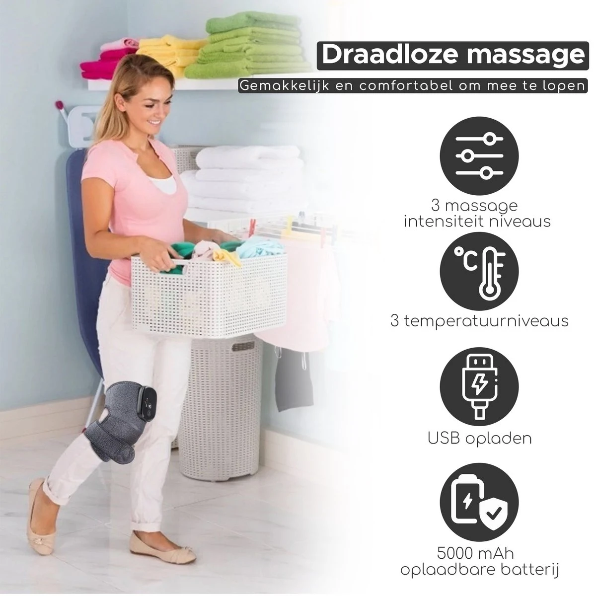 Royal WM - RW04 - Kniebrace - Knie Brace - Orthopedisch - Verwarmend - Masserend - LCD - Premium 5 Royal WM - RW04 - Kniebrace - Knie Brace - Orthopedisch - Verwarmend - Masserend - LCD - Premium - Afbeelding 3