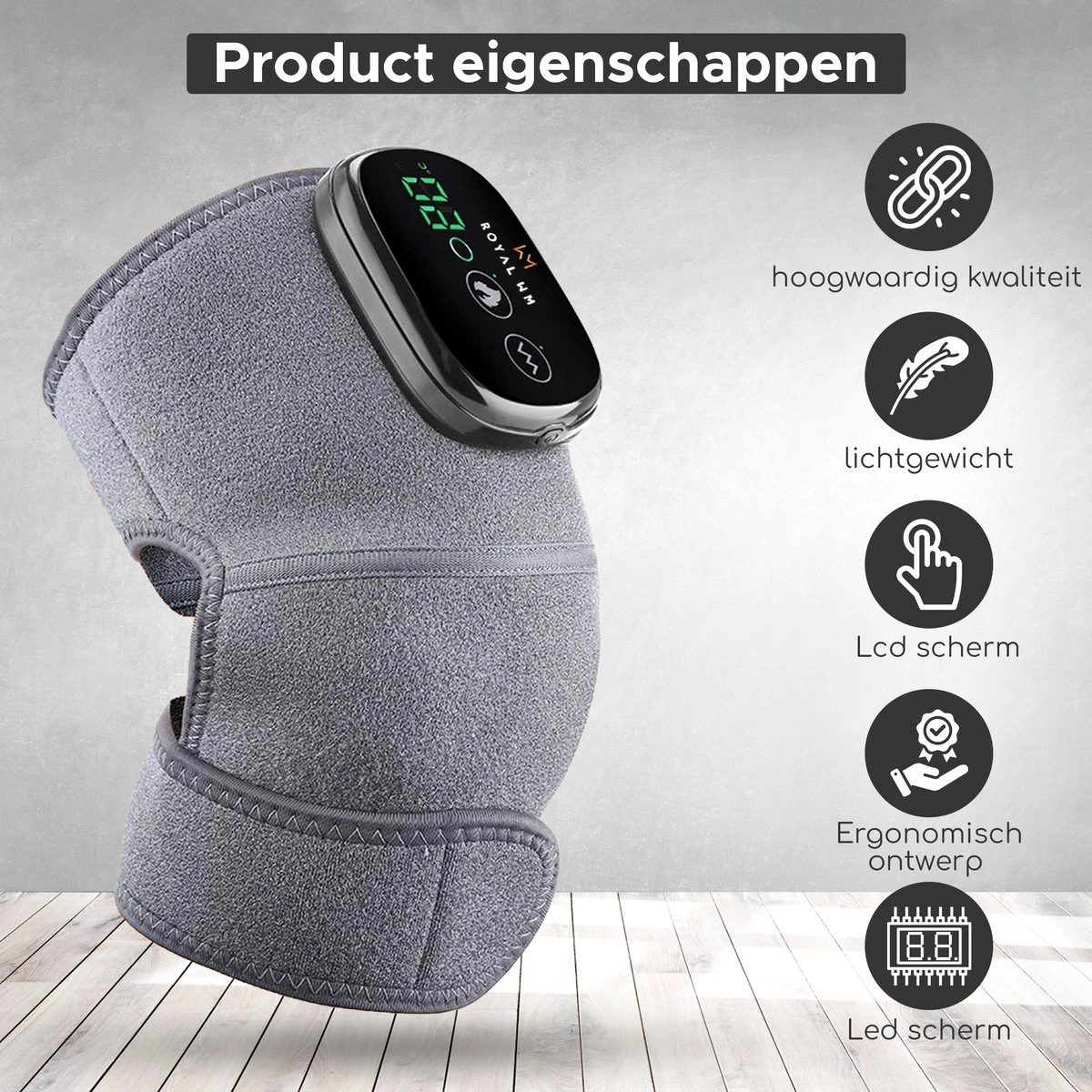 Royal WM - RW04 - Kniebrace - Knie Brace - Orthopedisch - Verwarmend - Masserend - LCD - Premium 10 Royal WM - RW04 - Kniebrace - Knie Brace - Orthopedisch - Verwarmend - Masserend - LCD - Premium - Afbeelding 8