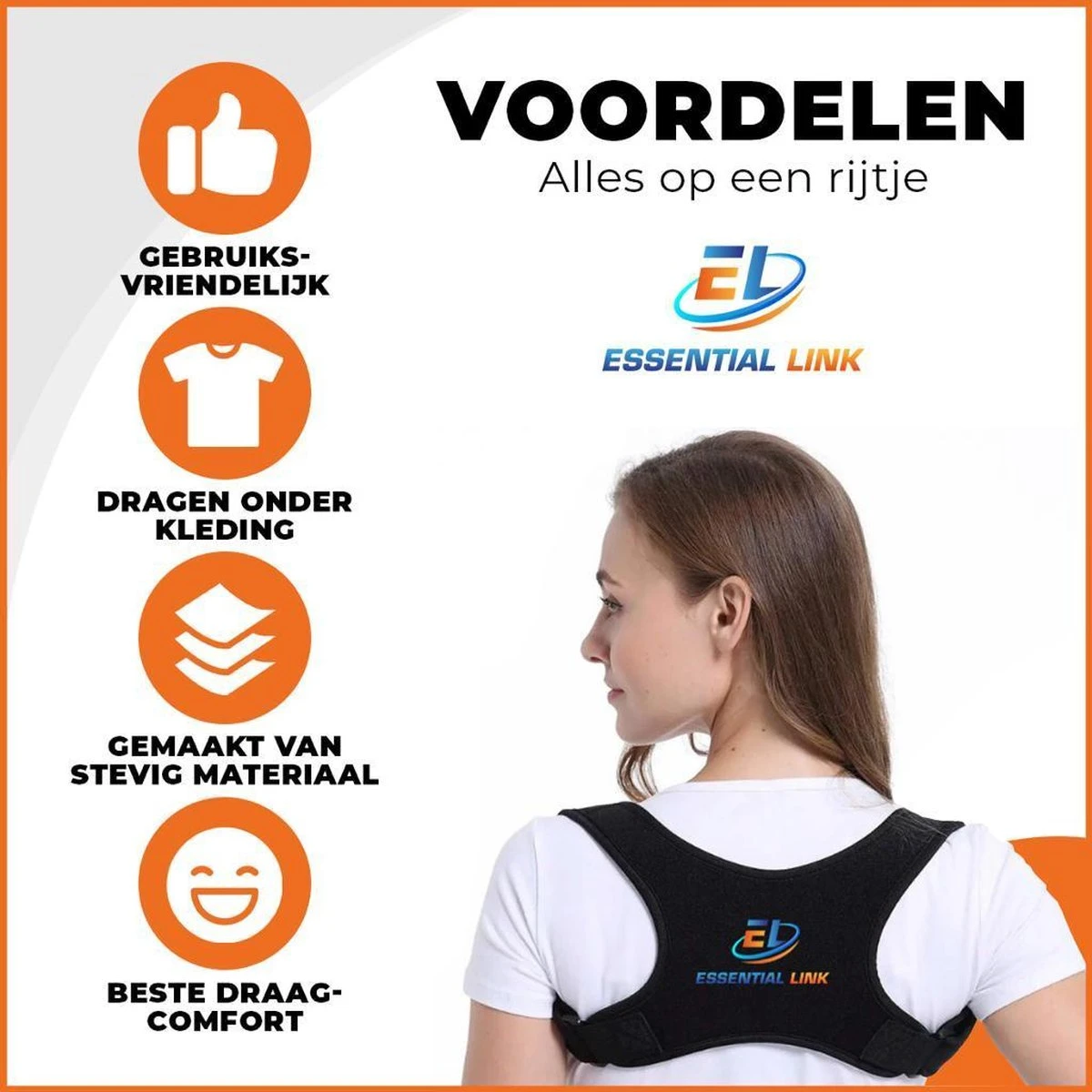 Essential Link Rugbrace – Houding Corrector - Postuur Corrector – Borstomvang Van 74-122cm - Geschikt Voor Mannen/Vrouwen - One Size 5 Essential Link Rugbrace – Houding Corrector - Postuur Corrector – Borstomvang Van 74-122cm - Geschikt Voor Mannen/Vrouwen - One Size - Afbeelding 3