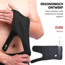 U Fit One® 1 Stuk Rechts Polsbrace - Carpaal Tunnel Syndroom - Wrist Wraps - Polsbandage - Wrist Support - RSI - Pols Ondersteuning & Versteviging - Polssteun - Polsbeschermer - Fitness - Golf - Ufitone -Merkloos Winkel 1200x1200 7090