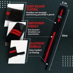 DK.® Wrist Wraps Voor Fitness & Crossfit - Polsbanden Voor Krachttraining - Polsbrace - Polsbandage - 2 Stuks - Rood/Zwart -Merkloos Winkel 1200x1200 7093