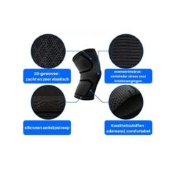 Compressie Knie Brace - Knie Bandage - Knie Verband - Elastische Bandage - Band - Strap - Sleeve - Kousen - Warmers - Blessures - Sport Ondersteuning - Knee Support - Vrouwen - Mannen - Maat: L - 1 Stuk - Zwart -Merkloos Winkel 1200x1200 7224