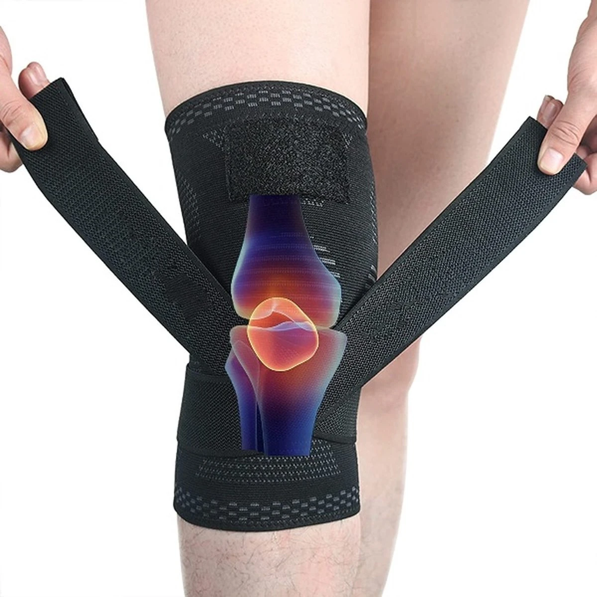 WG COMMERCE ® Compressie Knie Brace Met Straps - Knie Bandage - Knie Verband - Elastische Bandage - Band - Strap - Sleeve - Kousen - Warmers - Blessures - Sport Ondersteuning - Knee Support - Vrouwen - Mannen - Maat: Medium - 1 Stuk - Zwart 8 WG COMMERCE ® Compressie Knie Brace Met Straps - Knie Bandage - Knie Verband - Elastische Bandage - Band - Strap - Sleeve - Kousen - Warmers - Blessures - Sport Ondersteuning - Knee Support - Vrouwen - Mannen - Maat: Medium - 1 Stuk - Zwart - Afbeelding 6