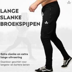 Trainingsbroek Heren - 100% Organisch Katoen - Zwart - Skinny Fit - Extra Lange Joggingsbroek Heren - Handgemaakt In Portugal - Zakken Met Rits - Sportbroek Zwart - APM - XL -Merkloos Winkel 1200x1200 837