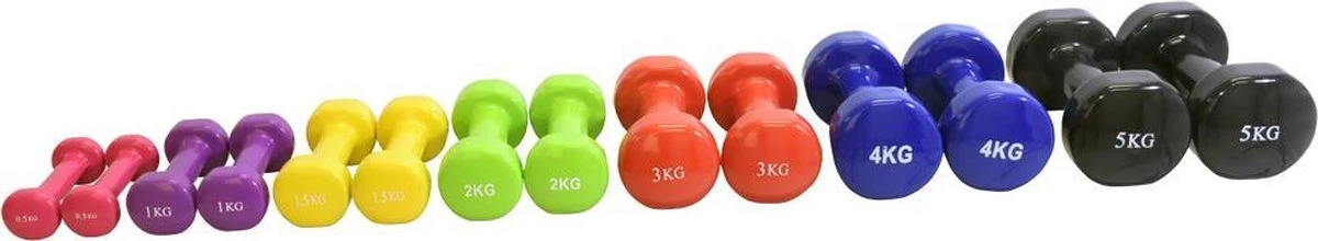 Vinyl Dumbbell Focus Fitness - 2 X 4 Kg - Blauw 4 Vinyl Dumbbell Focus Fitness - 2 X 4 Kg - Blauw - Afbeelding 2