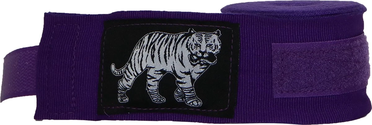 ORCQ Tiger Boxing Handwraps- Boks Wraps - Boksbandages - Kickboks Bandage - Paar - 250cm Paars 3 ORCQ Tiger Boxing Handwraps- Boks Wraps - Boksbandages - Kickboks Bandage - Paar - 250cm Paars